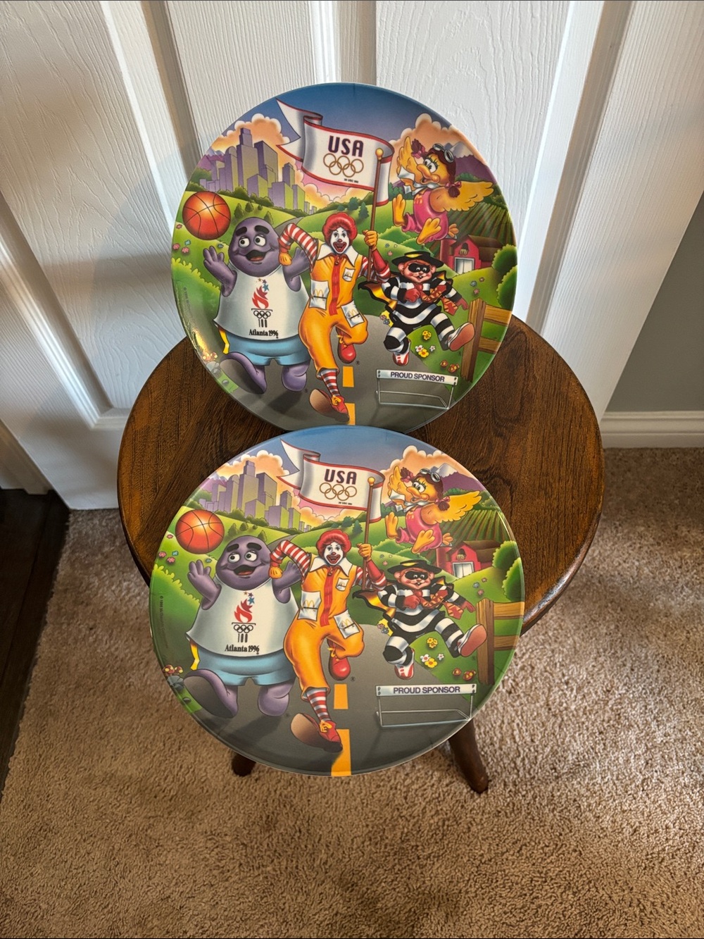 McDonad’s Olympic Collectible Decorative Plates - Colorful Cartoon Mascot Design